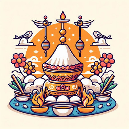 Vector illustration of Happy Makar Sankranti festival in Indiaのイラスト素材
