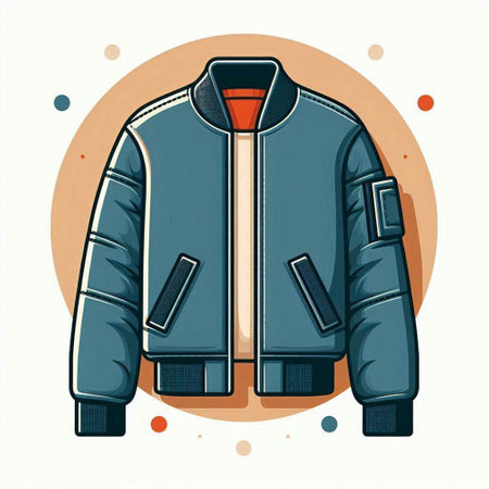 Vector illustration of a men's jacket in a flat style. Front view.のイラスト素材