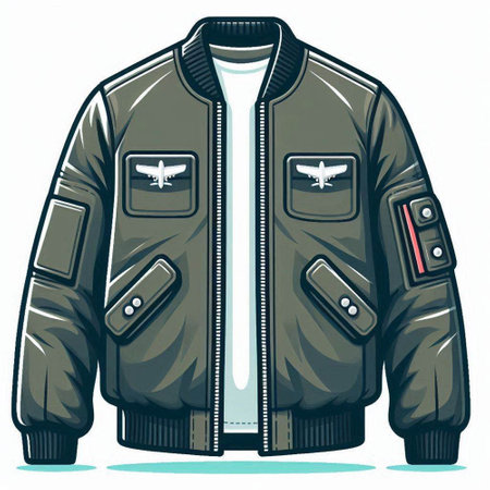 Vector illustration of a jacket with a bird on a white background.のイラスト素材