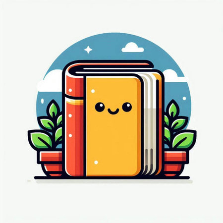 Cute book cartoon character in flat design style. Vector illustration.のイラスト素材