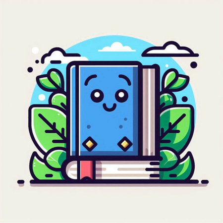 Cute book with leaves. Vector illustration in flat cartoon style.のイラスト素材
