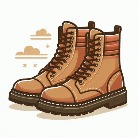Hiking boots isolated on white background. Vector illustration. Eps 10.のイラスト素材