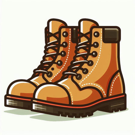 Illustration of a hiking boot on a white background, vector illustrationのイラスト素材