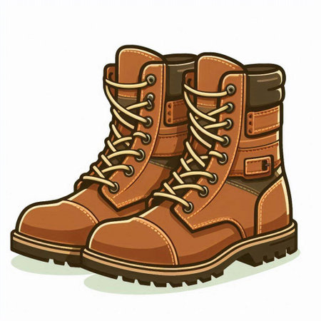 Hiking boots isolated on a white background. Vector illustration. Eps 10.のイラスト素材