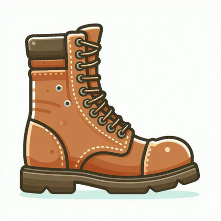 Hiking boot isolated on white background. Vector illustration in cartoon style.のイラスト素材