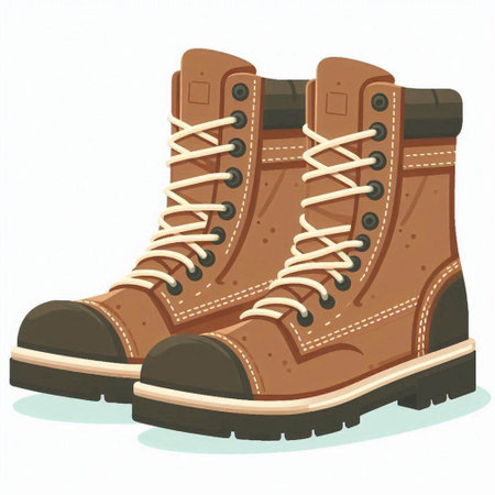 Hiking boots isolated on white background. Vector illustration in cartoon style.のイラスト素材
