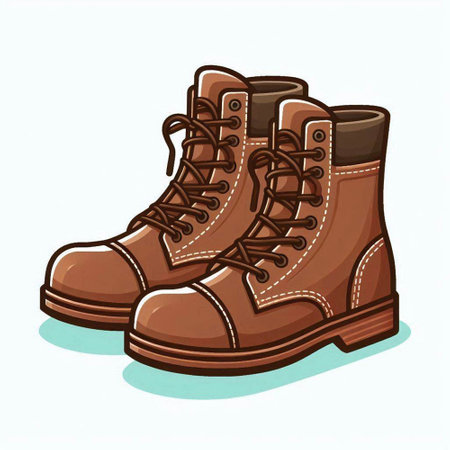 Vector illustration of brown boots isolated on white background. Cartoon style.のイラスト素材