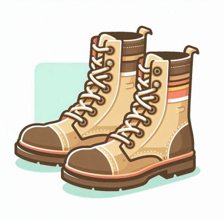 Hiking boots isolated on white background. Vector illustration in cartoon style.のイラスト素材