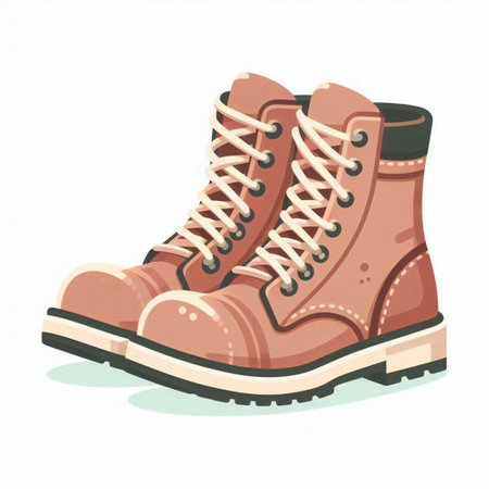 Hiking boot isolated on white background. Vector illustration in cartoon style.のイラスト素材