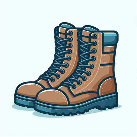 Vector illustration of hiking boots. Isolated on a white background.のイラスト素材