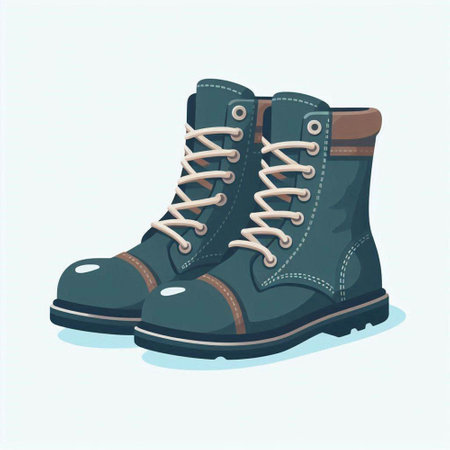 Pair of hiking boots. Vector illustration isolated on white background.のイラスト素材