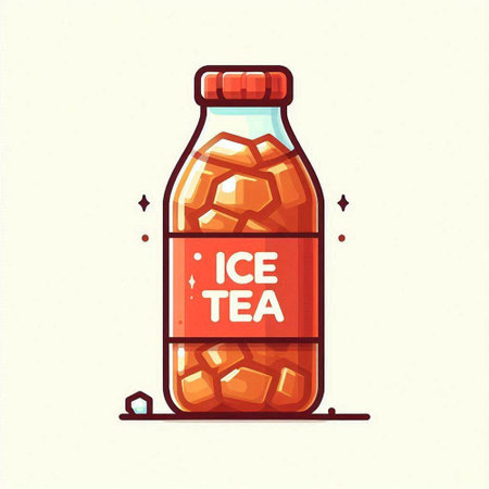 Iced tea in a glass bottle. Hand drawn vector illustration.のイラスト素材