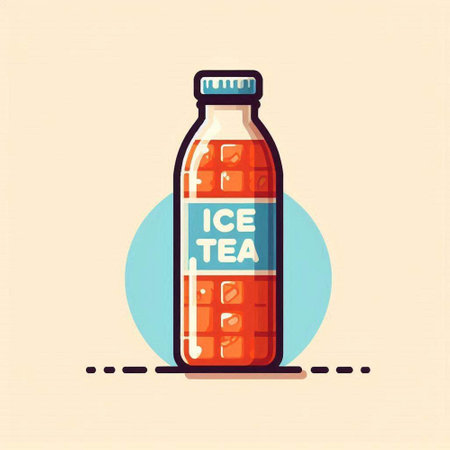 Bottle of lager tea. Vector illustration in flat style.のイラスト素材