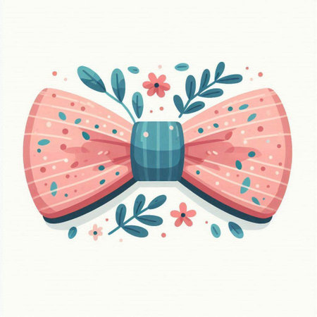Cute bow tie with flowers. Vector illustration in flat style.のイラスト素材