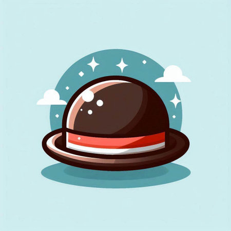 Illustration of a hat on a blue background with clouds and starsのイラスト素材