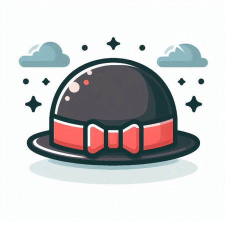 Illustration of a hat with a red ribbon. Vector illustration.のイラスト素材