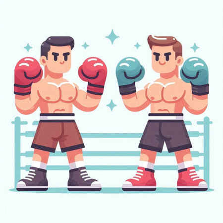 Boxing. Vector illustration in flat cartoon style. Boxer training.のイラスト素材