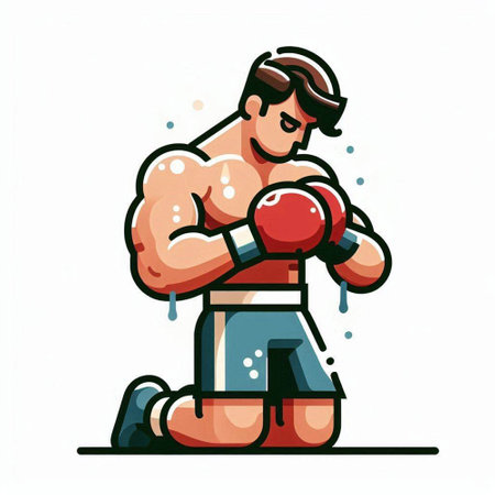 Boxing man. Vector illustration of boxer in shorts and gloves.のイラスト素材