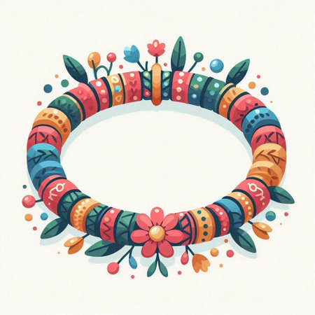 Hand drawn decorative floral wreath on white background. Vector illustration.のイラスト素材