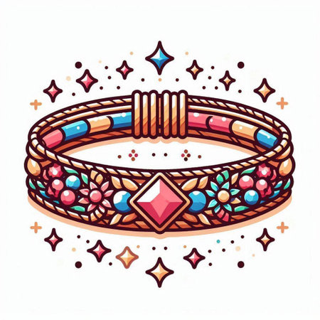 Hand drawn vector illustration of a ring with gems. Doodle style.のイラスト素材