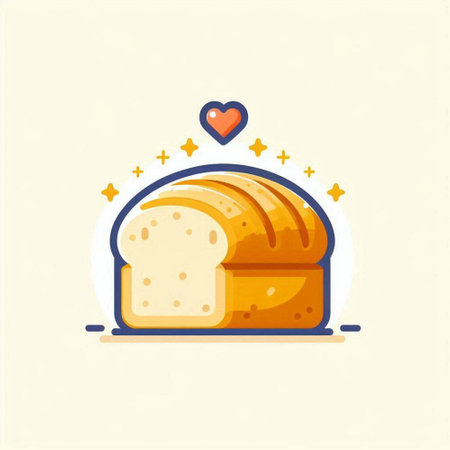 Vector illustration of a slice of bread with a heart in the center.のイラスト素材