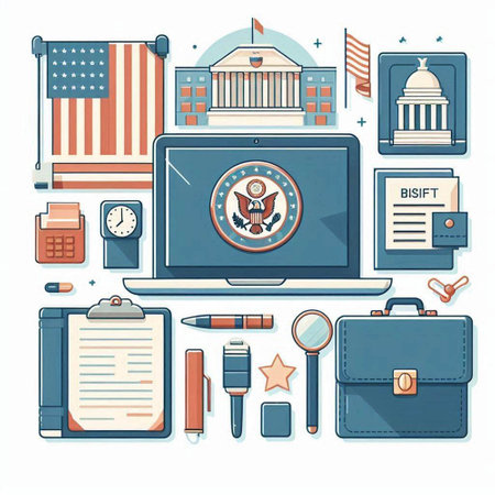 Flat design vector illustration concept of United States of America. Icons set for web and mobile apps.のイラスト素材