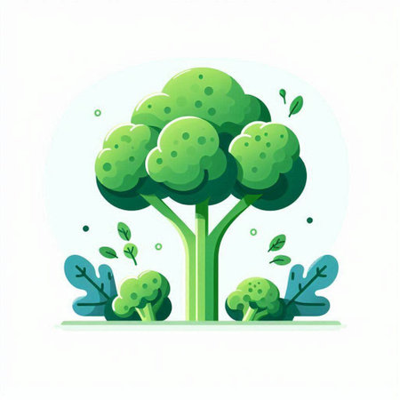 Cute cartoon green tree isolated on white background. Vector illustration.のイラスト素材