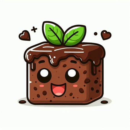 Cute chocolate cake with mint on white background. Vector illustration.のイラスト素材