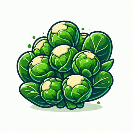 Brussels sprouts isolated on white background. Vector illustration.のイラスト素材