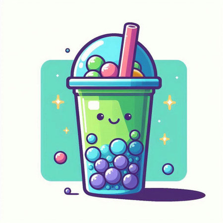 Cute cartoon bubble tea. Vector illustration in a flat style.のイラスト素材