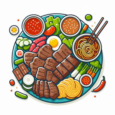 Sukiyaki, japanese food, vector illustration.のイラスト素材