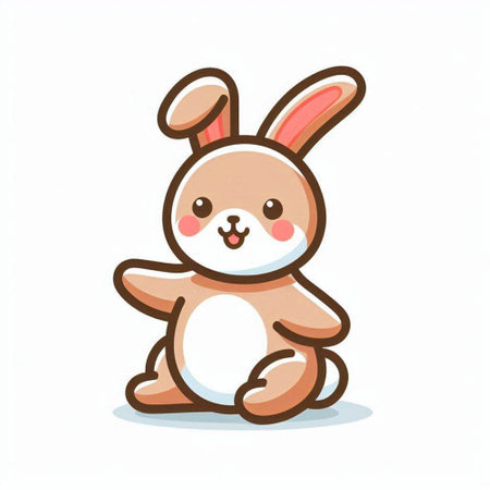 Cute little rabbit isolated on white background. Vector cartoon illustration.のイラスト素材