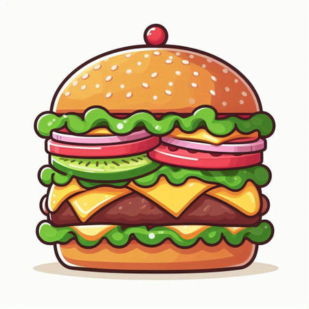 Hamburger. Vector illustration. Isolated on white background.のイラスト素材