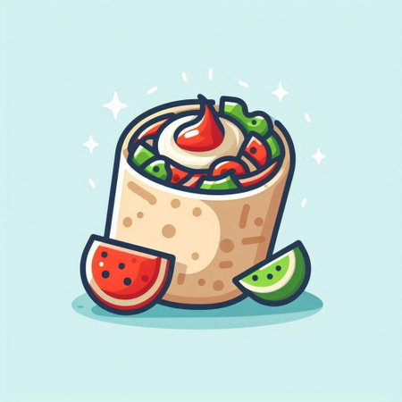 Kebab with kiwi and tomato. Vector illustration.のイラスト素材