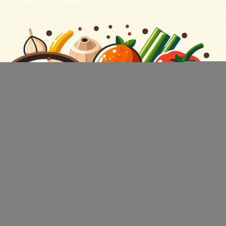 Illustration of Vegetables and Spices in Cartoon Style. Vectorのイラスト素材