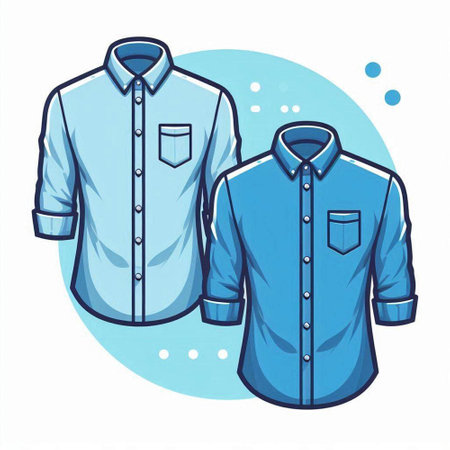 Men's shirt on a blue background. Vector illustration in cartoon style.のイラスト素材