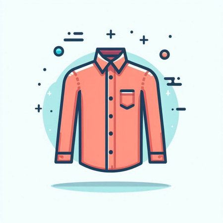 Men's shirt with a collar. Vector illustration in flat style.のイラスト素材