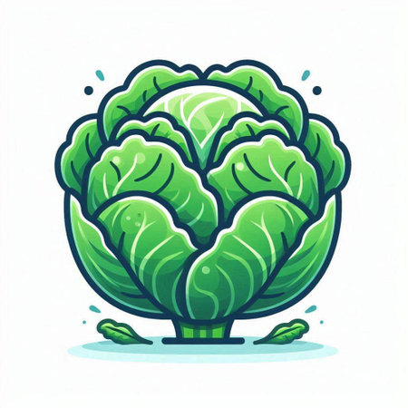 Cabbage cartoon vector illustration. Cabbage vegetable icon. Cabbage icon.のイラスト素材