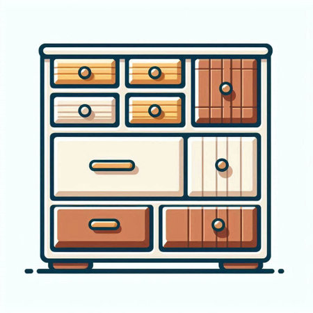 Cabinet with drawers. Vector illustration in flat style.のイラスト素材