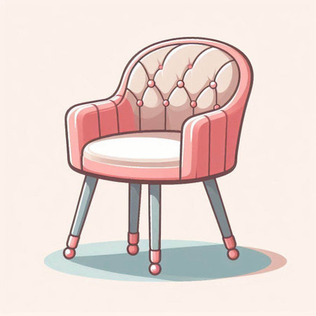 Pink armchair. Vector illustration in cartoon style on light background.のイラスト素材