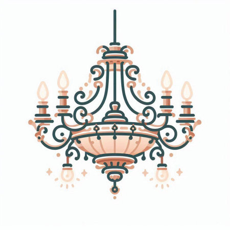 Vintage chandelier isolated on white background. Vector illustration.のイラスト素材