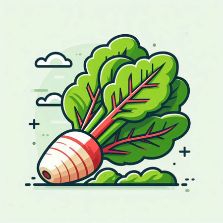 Beetroot vegetable icon in flat linear style. Vector illustration.のイラスト素材