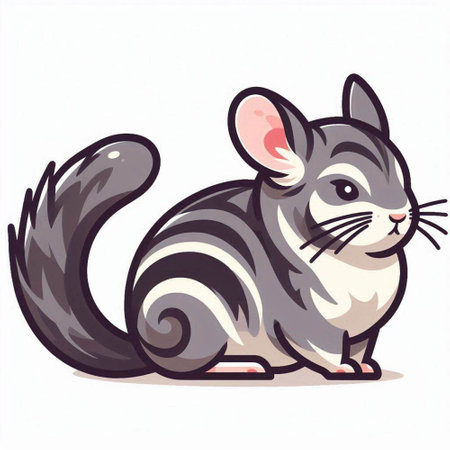 Illustration of a cute chinchilla isolated on a white backgroundのイラスト素材