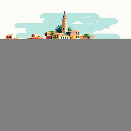 Old town of Rovinj, Croatia, Europe. Vector illustrationのイラスト素材