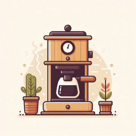 Coffee maker in flat style. Vector illustration of a coffee machine.のイラスト素材