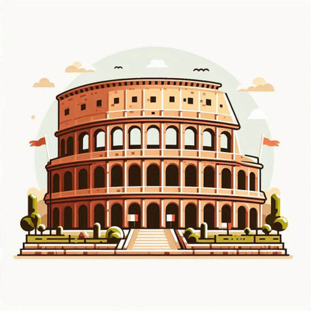 Colosseum in Rome, Italy. Colosseum is one of the main tourist attractions of Rome.のイラスト素材