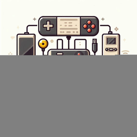 Retro video game console. Hand drawn vector illustration in cartoon style.のイラスト素材