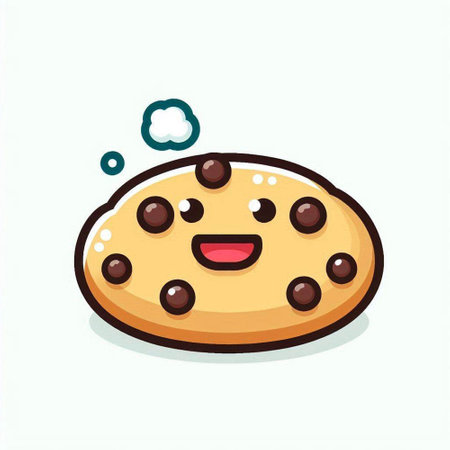 Cute Chocolate Chip Cookie Icon. Vector Illustration Isolated On White Backgroundのイラスト素材