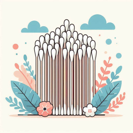 cotton swabs and flowers design, vector illustration eps10 graphicのイラスト素材