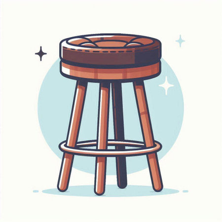 Wooden stool on white background. Vector illustration in cartoon style.のイラスト素材